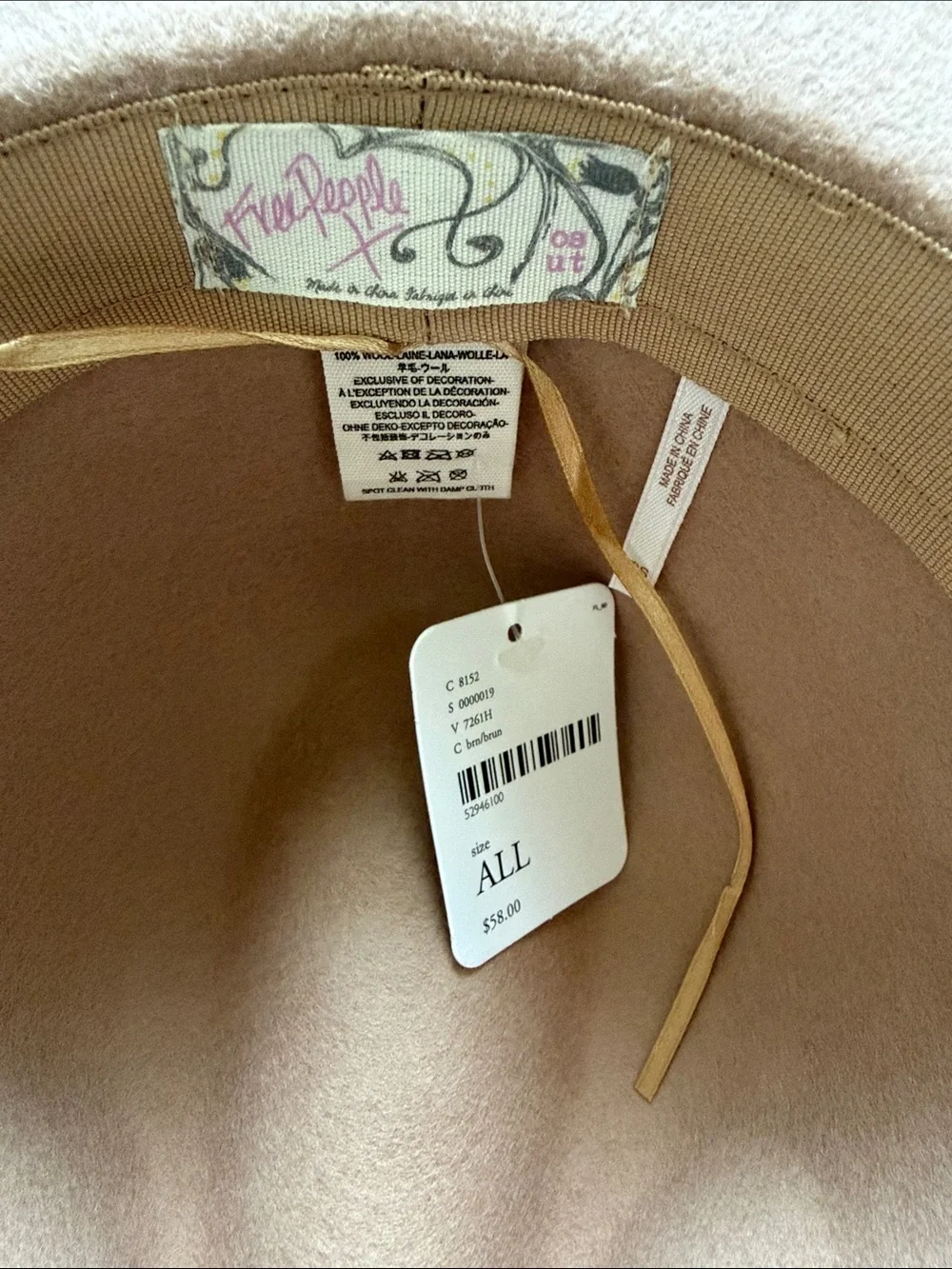 NWT Free People Wythe 100% Wool Leather Band Fedora